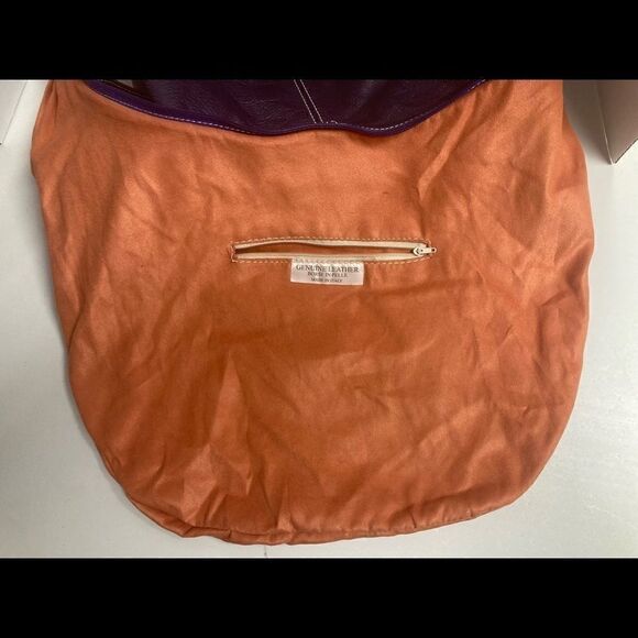 BORSE IN PELLE,Purple/BlueLeather Purse,OrangeSuedeInterior,15X3X8.5,Brand Stamp - Picture 14 of 16